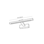 Clérachic wall light dimension drawing, 4, every measurement marked in centimetres and inches.