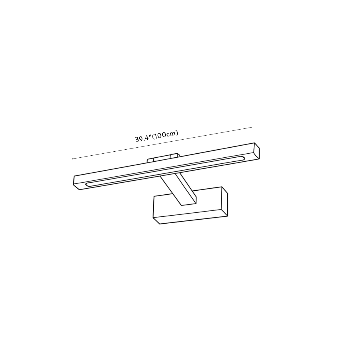 Clérachic wall light dimension drawing, 4, every measurement marked in centimetres and inches.