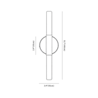 Clérachic wall light dimension drawing, every measurement marked in centimetres and inches.