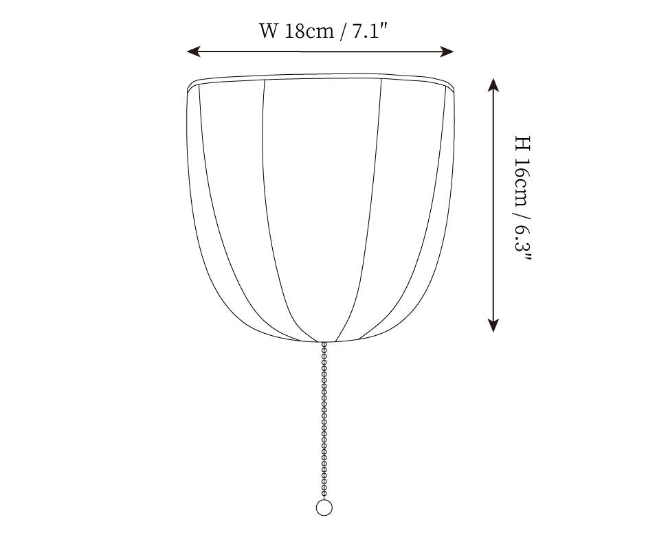 Clérachic wall light dimension drawing, every measurement marked in centimetres and inches.