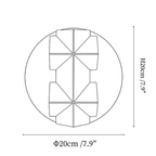 Dimension drawing of this Clérachic wall sconce in its larger size, with its 20 cm height and width marked.