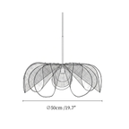 Clérachic pendant light dimension drawing, 1 of 3, every measurement marked in centimetres and inches.