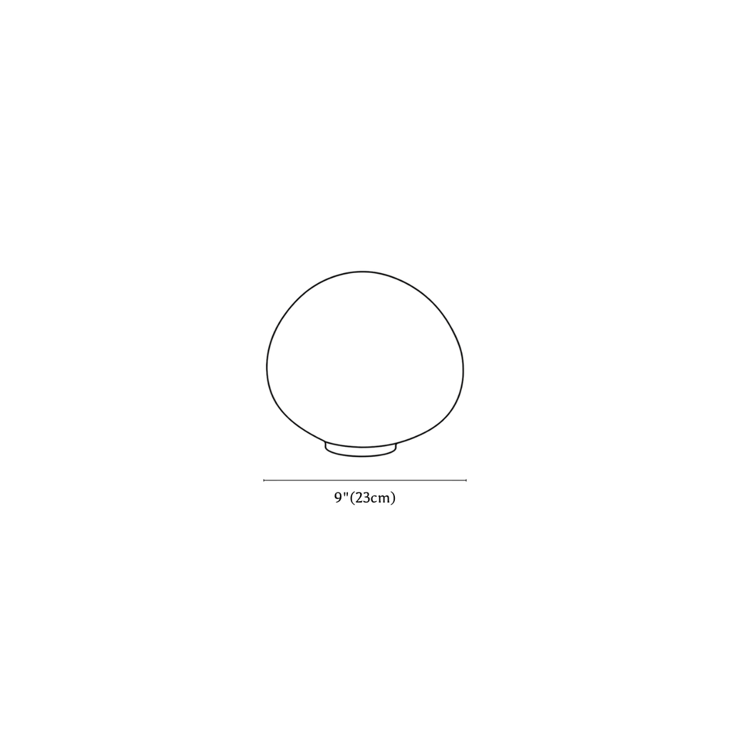 Clérachic floor lamp dimension drawing, 1 of 3, every measurement marked in centimetres and inches.