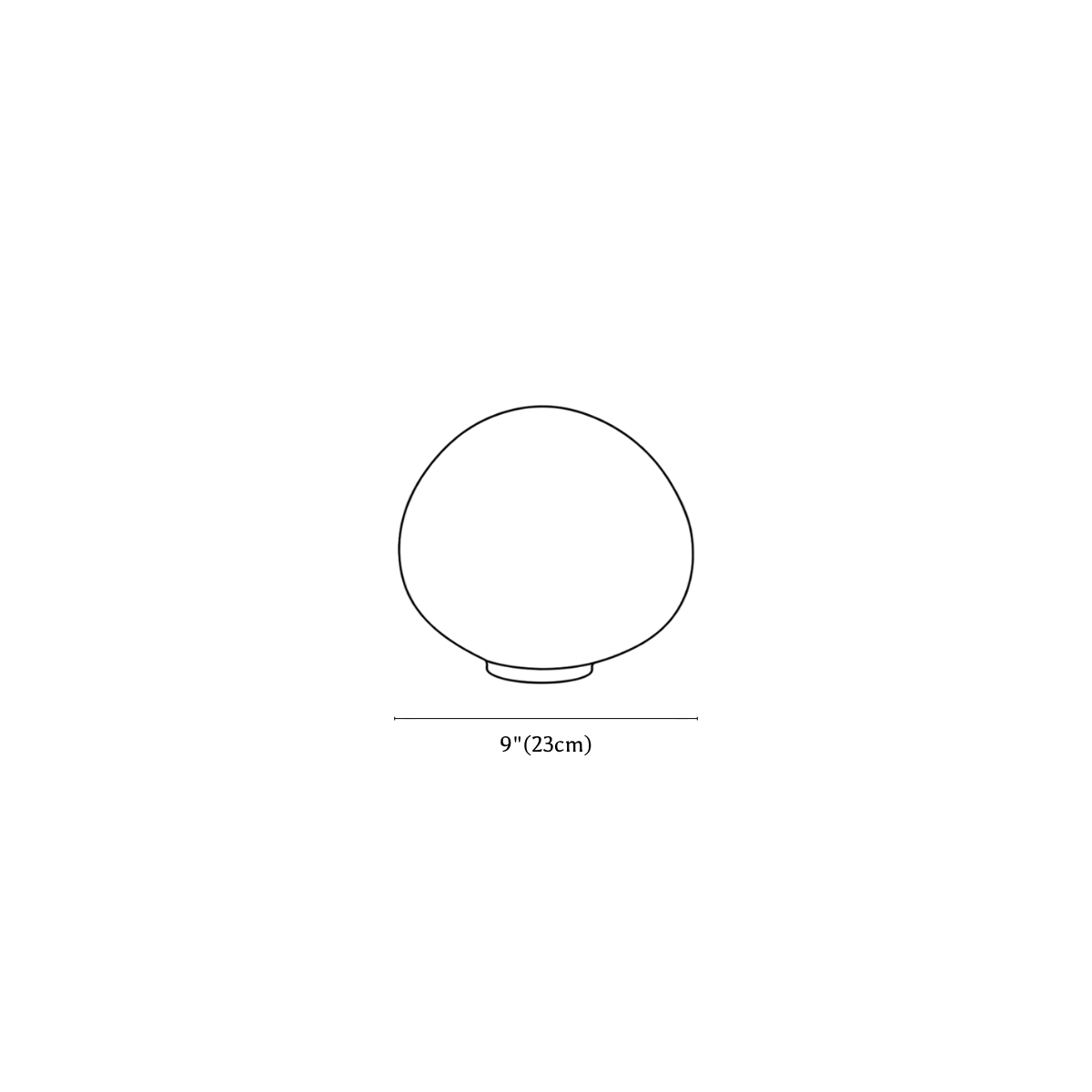 Clérachic floor lamp dimension drawing, 1 of 3, every measurement marked in centimetres and inches.