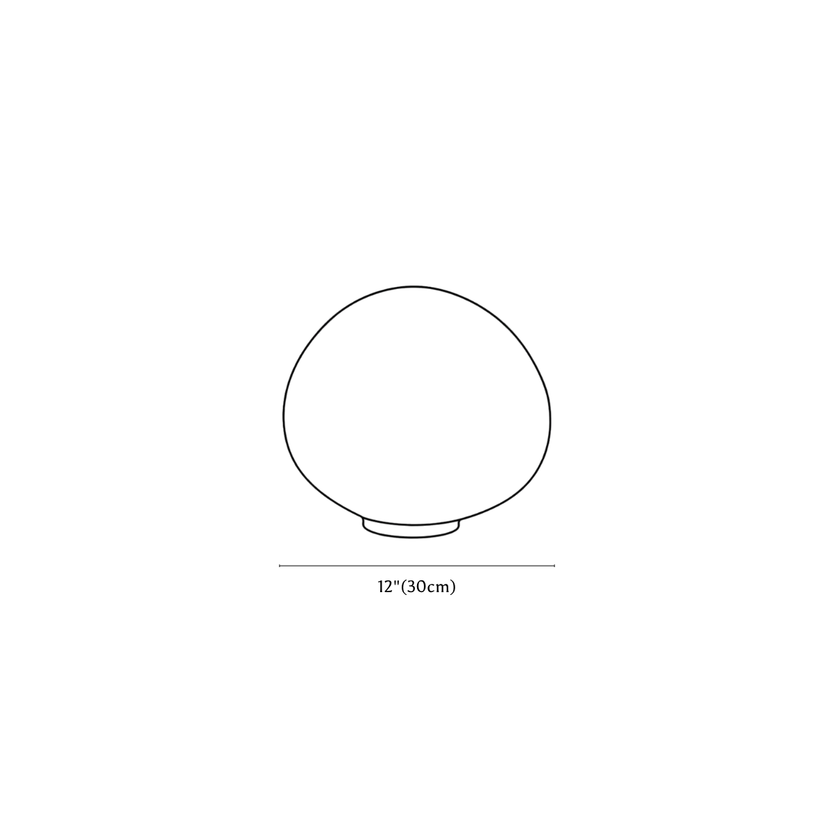 Clérachic floor lamp dimension drawing, 2 of 3, every measurement marked in centimetres and inches.