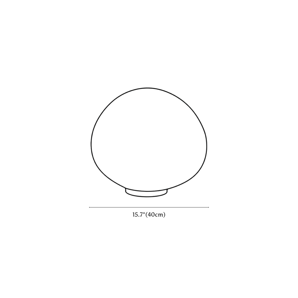 Clérachic floor lamp dimension drawing, 3 of 3, every measurement marked in centimetres and inches.
