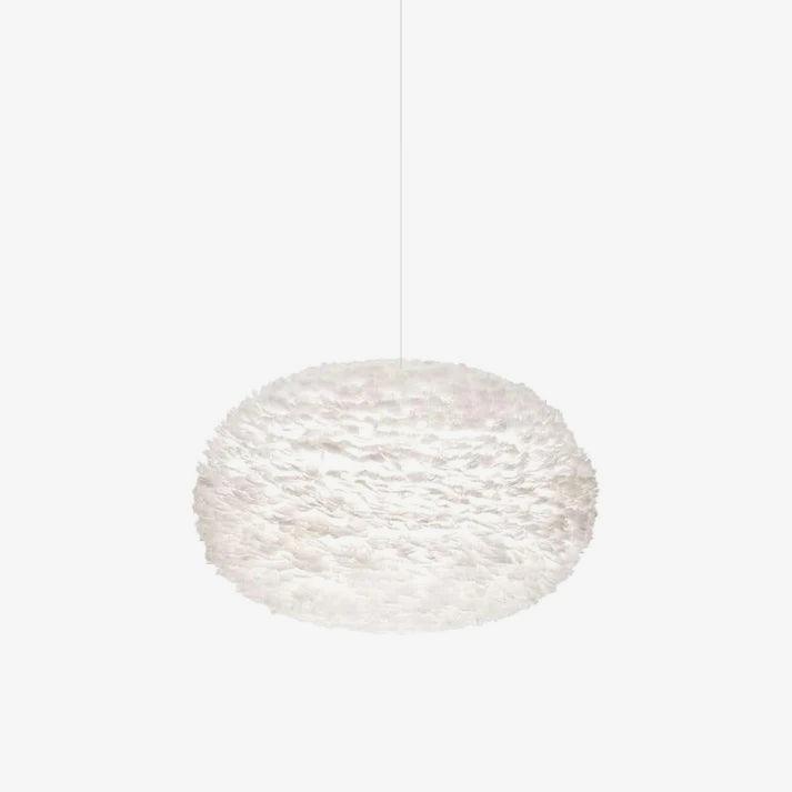 A dome-shaped Clérachic feather pendant, unlit, on a single white cable against a plain white background.