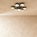 Clérachic's ceiling light in gray, a seven-head cluster fixture branching from a central wood-accented base.