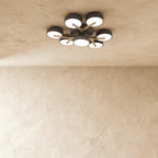 Overhead view of the Clérachic ceiling light in gray, its seven round diffusers arranged in a branching cluster.