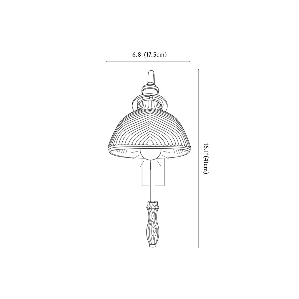 Clérachic wall light dimension drawing, every measurement marked in centimetres and inches.