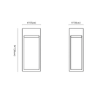 Clérachic wall sconce dimension drawing, B, every measurement marked in centimetres and inches.