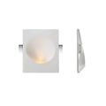 Front and side views show the Clérachic sconce's round dome cutout set into its square gypsum trim plate.