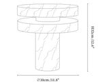 Dimension drawing of the halo marble table lamp, in outline against white.