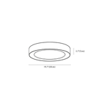 Clérachic ceiling light dimension drawing, 2, every measurement marked in centimetres and inches.