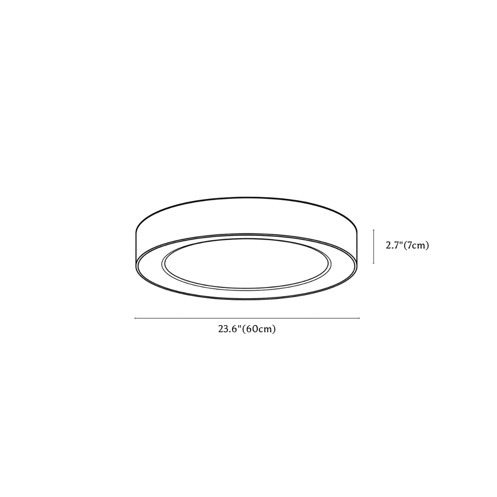 Clérachic ceiling light dimension drawing, 3, every measurement marked in centimetres and inches.
