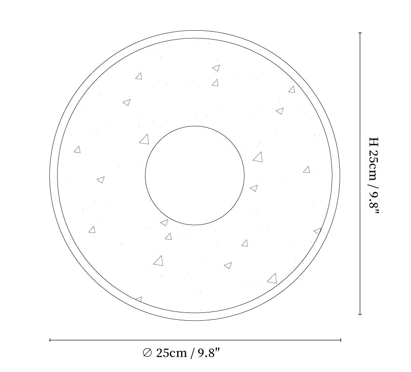 Dimension drawing of this Clérachic travertine wall light, with its height and width marked.