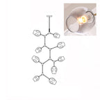 A lit, smoky grey glass globe in a close inset, next to the outline drawing of this 9-head Clérachic chandelier.