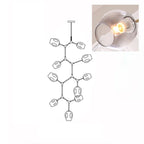 A lit, smoky grey glass globe in a close inset, next to the outline drawing of this 10-head Clérachic chandelier.