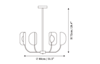 Clérachic chandelier dimension drawing, 1 of 3, every measurement marked in centimetres and inches.