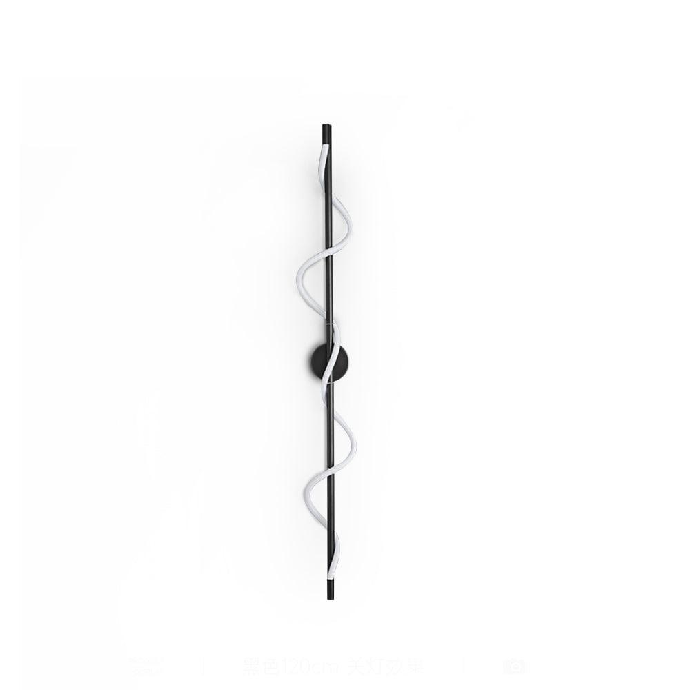 A black Clérachic wall light with a spiral band, shown unlit and white, on a white backdrop with a round backplate.