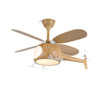 The Clérachic helicopter ceiling fan with its white landing skids and four wood-grain blades, on a plain white backdrop.