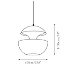 Dimension drawing of this Clérachic pendant, with its height and width marked.