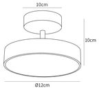 Dimension drawing of this Clérachic ceiling light, with its height and width marked.