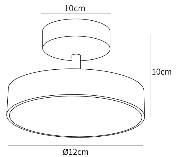 Dimension drawing of this Clérachic ceiling light, with its height and width marked.