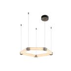 Clérachic Hexagonal Alabaster Chandelier seen from above, the closed hexagon reading as one continuous line of light.