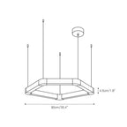 Dimension drawing for the large Clérachic Hexagonal Alabaster Chandelier, 90 cm / 35.4 in across and 4.5 cm / 1.8 in deep.