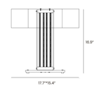 Dimension drawing of this Clérachic table lamp, with its height of 43 cm (16.9″) and its 45 cm (17.7″) width marked.