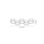 Clérachic ceiling light dimension drawing, 3 of 4, every measurement marked in centimetres and inches.
