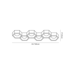 Clérachic ceiling light dimension drawing, 4 of 4, every measurement marked in centimetres and inches.