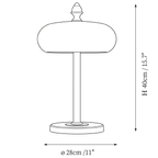 Dimension drawing of this Clérachic table lamp, with its 40 cm height and 28 cm base diameter marked.