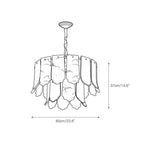 Dimension drawing for the Clérachic Hue Alabaster Chandelier, 60 cm (23.6″) wide and 37 cm (14.6″) high — the nine-light size.
