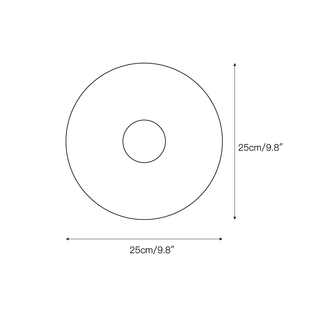 Dimension drawing of the Clérachic sconce in its large size, marked 25 cm / 9.8 in across and 25 cm / 9.8 in high.
