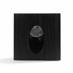 Clérachic square recessed stair light with a brushed black faceplate and an oval hooded opening, on a white background.