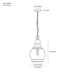Clérachic pendant light dimension drawing, style A, 14 × 25 cm, every measurement marked in centimetres and inches.