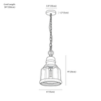Clérachic pendant light dimension drawing, style B, 15 × 23 cm, every measurement marked in centimetres and inches.