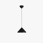 Clérachic 1-light industrial pendant in black, a cone shade with a wood neck hung from a bowl canopy.