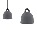 Two grey Clérachic bell pendants in small and medium sizes, side by side on a plain white backdrop.