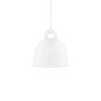 A white Clérachic bell pendant with a white cord, faint against a plain white backdrop.
