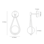 Clérachic wall sconce dimension drawing, Drawing, every measurement marked in centimetres and inches.