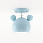 Light blue Clérachic ceiling lamp with round ears and a short stem under a flat ceiling plate.