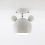 White Clérachic ceiling lamp with ears and a chrome-look stem, unlit, on a pale grey background.