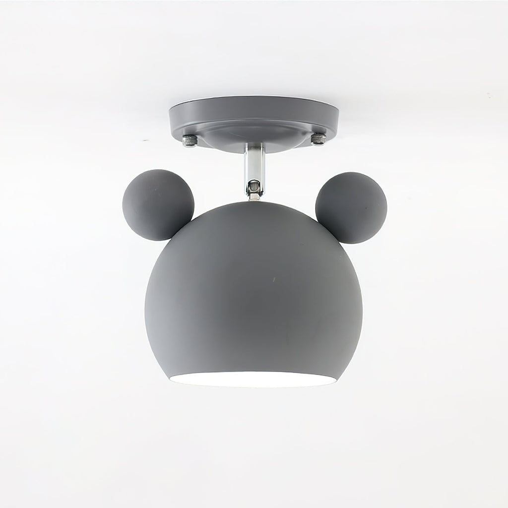 Grey Clérachic ceiling lamp with round ears and a white-lined opening, shown on a pale background.