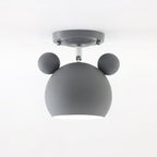 Grey Clérachic ceiling lamp with round ears and a white-lined opening, shown on a pale background.