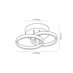 Clérachic ceiling light dimension drawing, 1 of 3, every measurement marked in centimetres and inches.