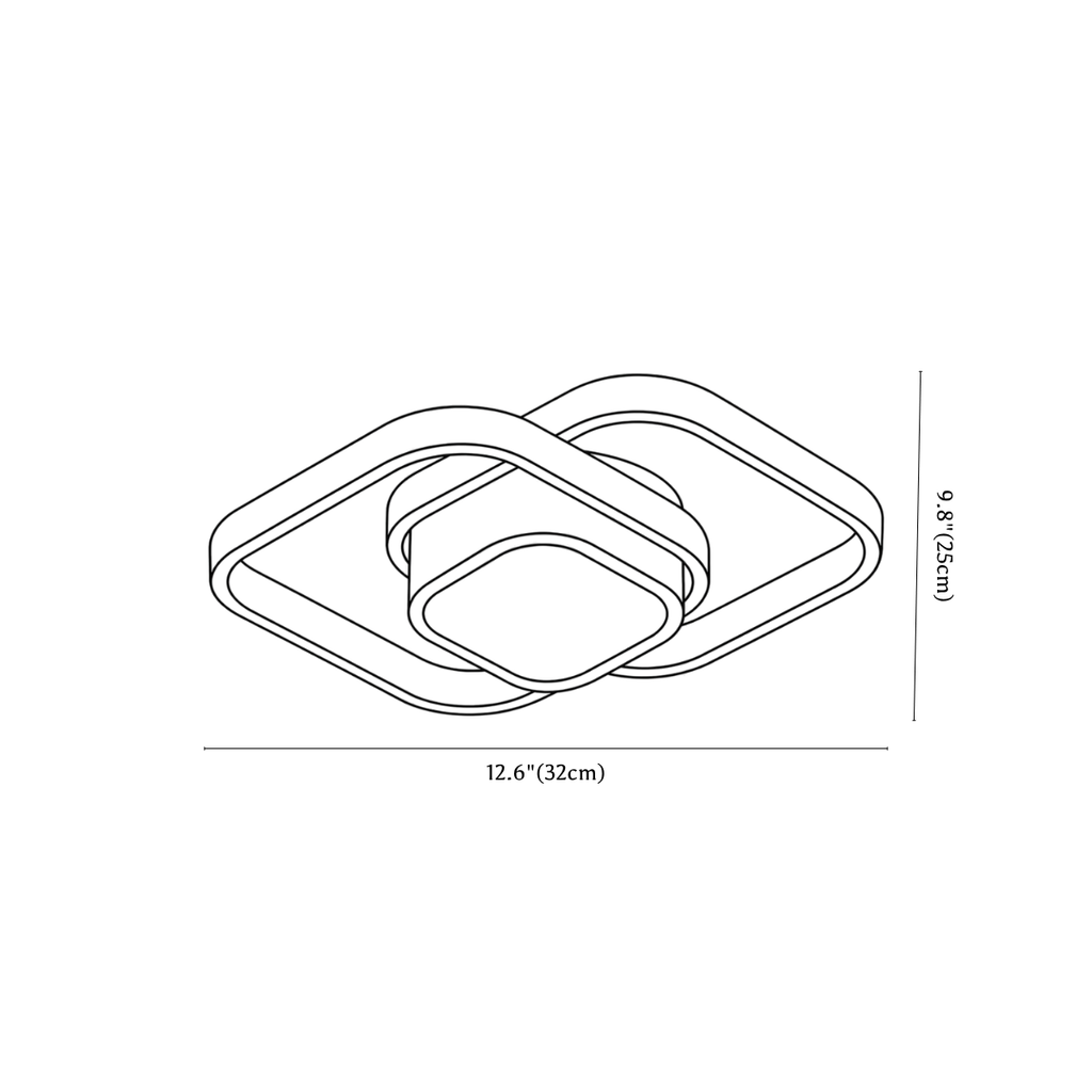 Clérachic ceiling light dimension drawing, 3 of 3, every measurement marked in centimetres and inches.