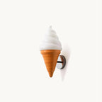 Orange cone and white swirl shade on this Clérachic wall light, on a chrome round backplate against a plain white backdrop.
